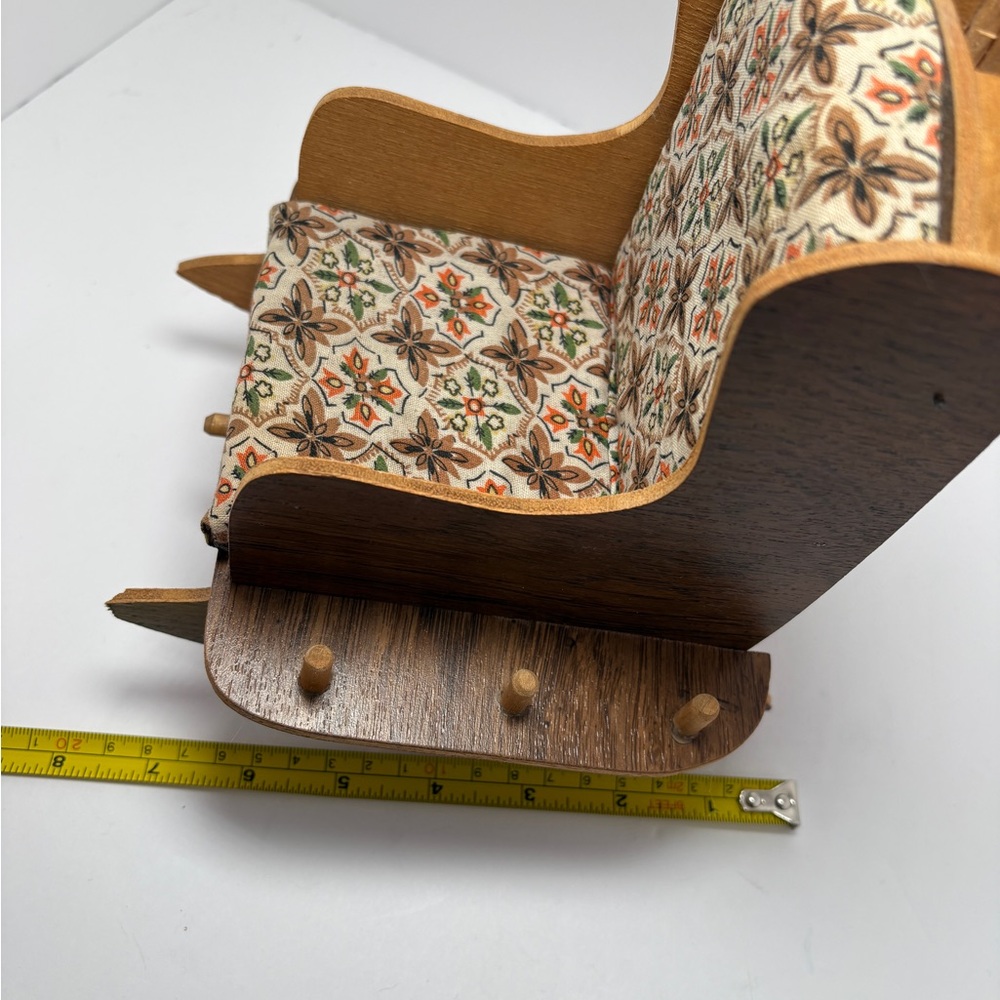 Vtg Wood Rocking Chair Pin Cushion w/ Drawer Holds Spools Thread Sewing Notions - Picture 12 of 12
